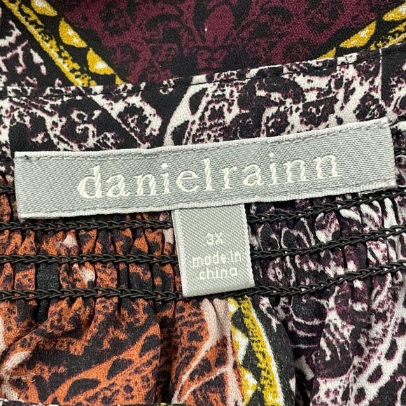 Daniel Rainn Womens Multicolor Printed Boho Blouse Tassel Detail Size 3X - Picture 6 of 8